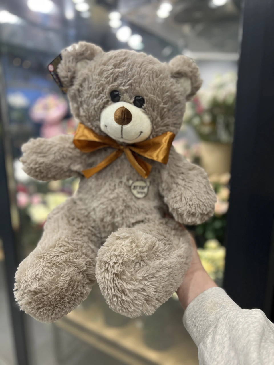 Игрушка Мишка дымчатого цвета с бантиком 7105