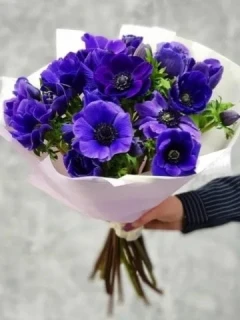 Букет из 15 анемонов с упаковкой