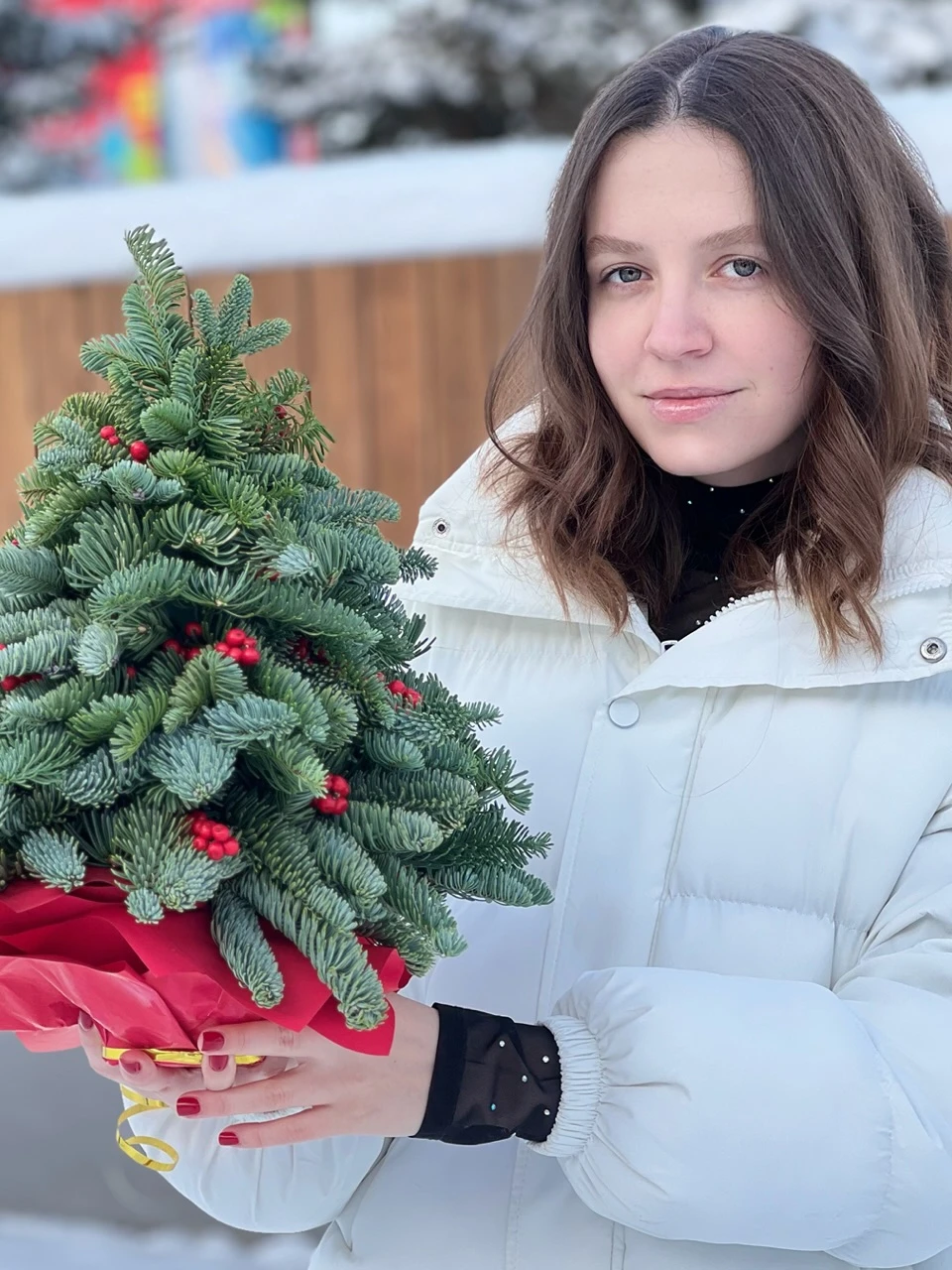Новогодняя елка с ягодами илекса