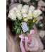 15 белых роз Атена 40 см с атласной лентой