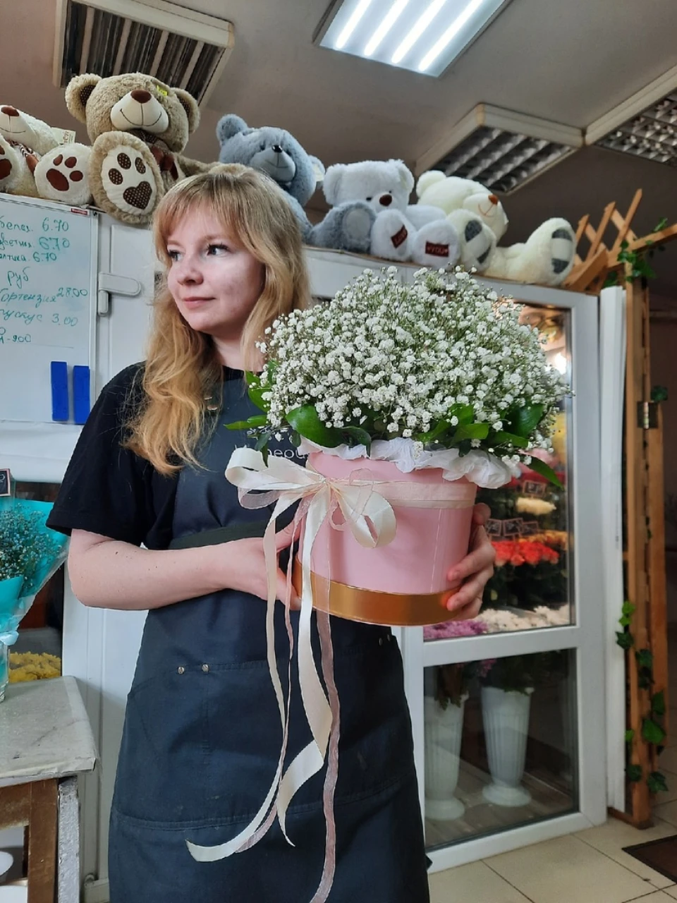 Бокс из белой гипсофилы L
