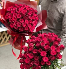 БУКЕТ 51 красная роза Родос 60 см