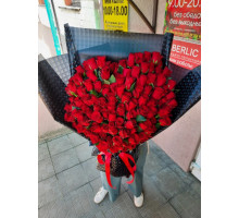 101 голландская роза 60 см "Пламенное сердце" 