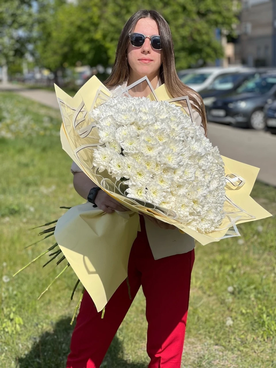 301 хризантема в упаковке 