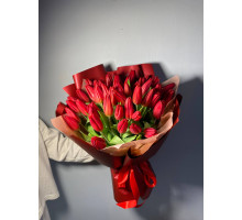 51 тюльпан Красный в стильной упаковке 