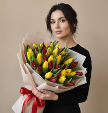 Букет «Огненный микс» (51 тюльпан)