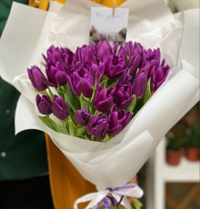 31 фиолетовый тюльпан в оформлении