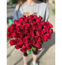 БУКЕТ 51 красная роза Родос 40 см