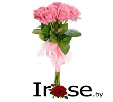 7 розовых роз с лентой "Lady Rose"