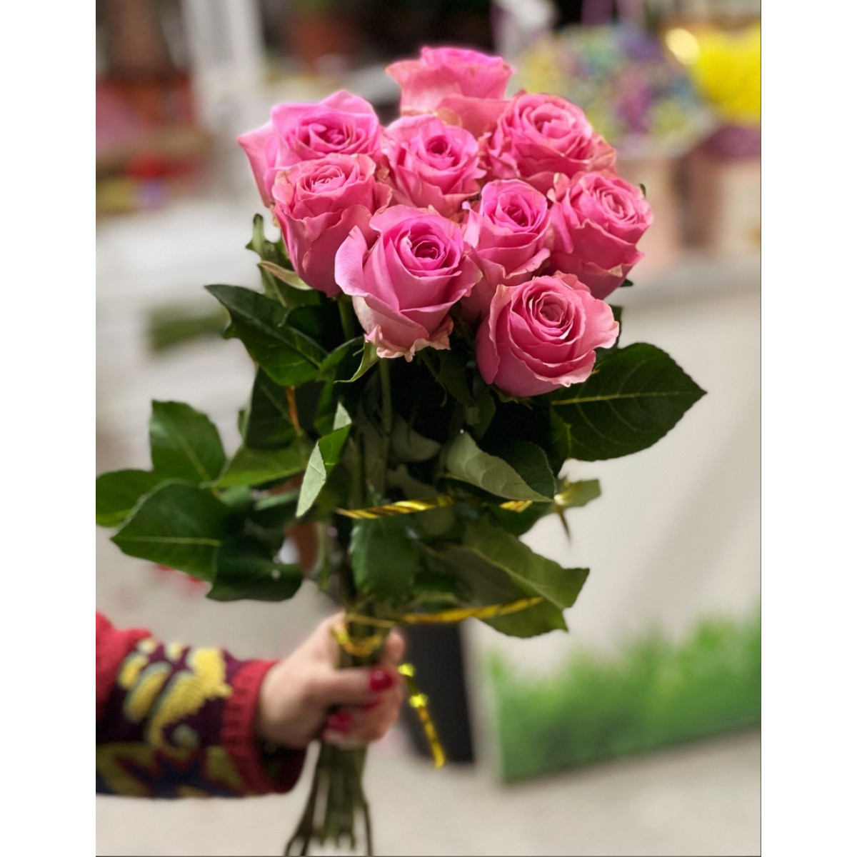 9 розовых роз "Топас"