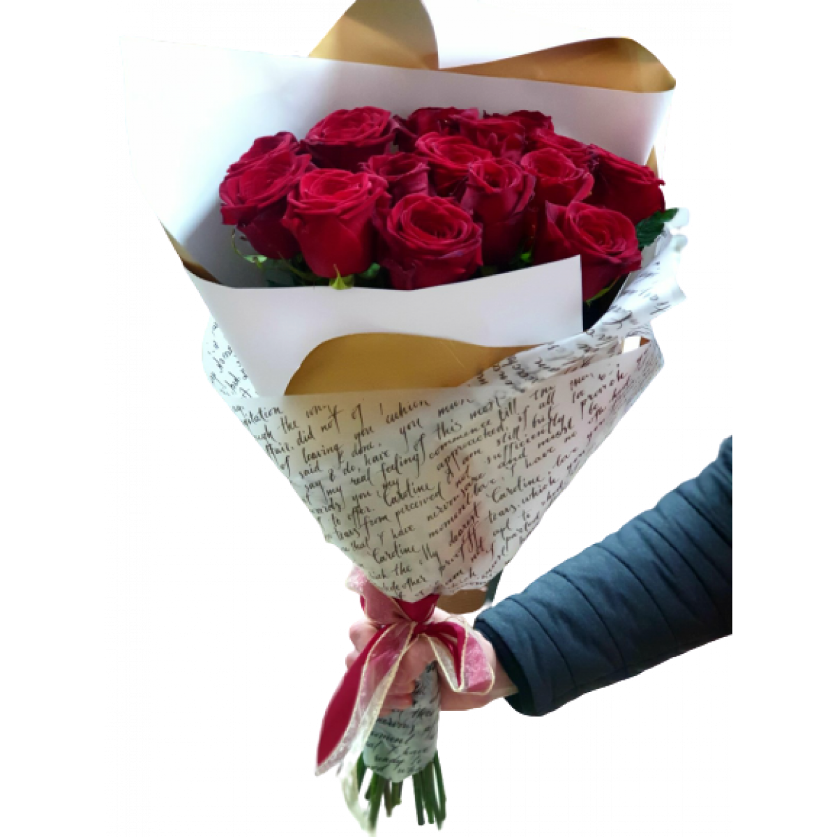 Букет 15 красных роз Голландия с упаковкой