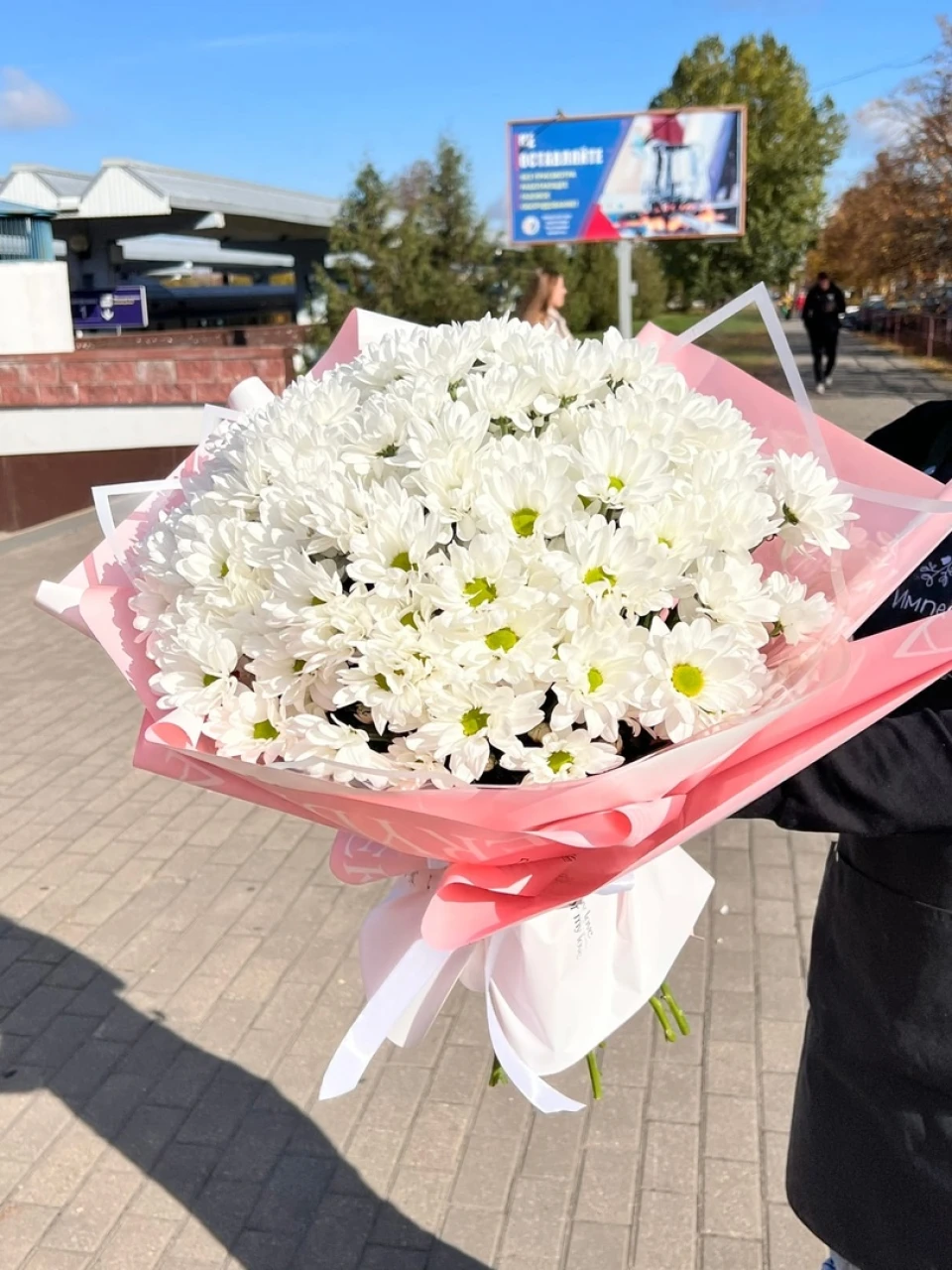 Букет белоснежный ромашек из 101 цветочка 