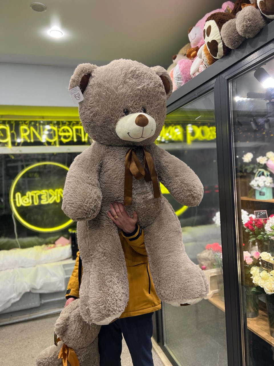 Огромная мягкая игрушка Медведь 85 см кофейного цвета