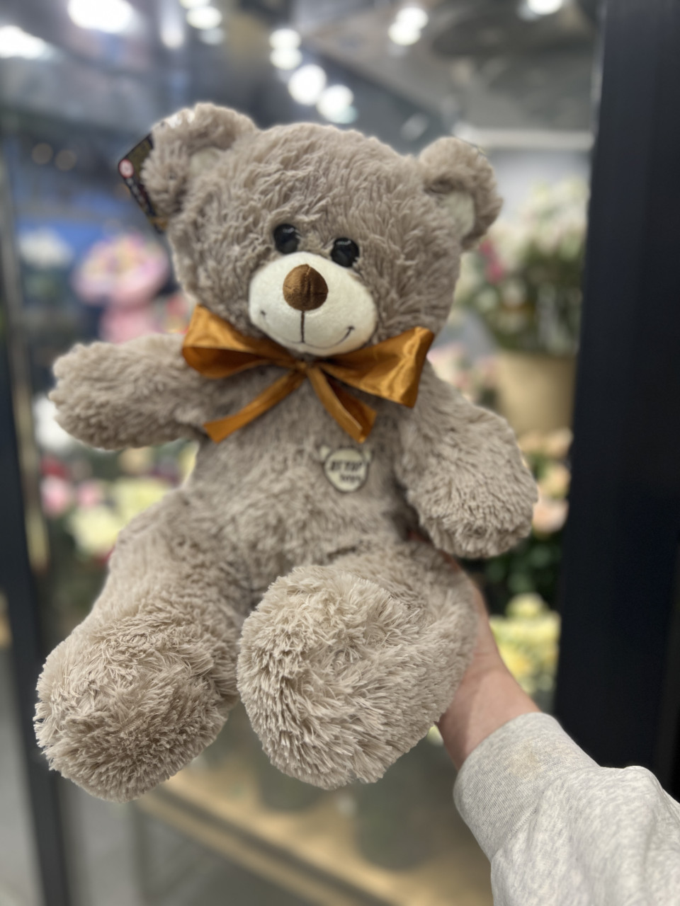 Игрушка Мишка дымчатого цвета с бантиком 7105